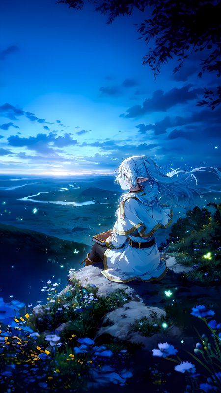 葬送的芙莉莲悬崖观星魔法少女动漫手机壁纸