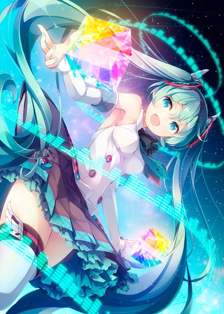 初音未来手持水晶钻石少女动漫手机壁纸