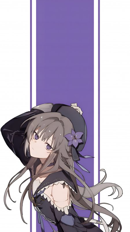 黑塔壁纸 – 崩坏星穹铁道 紫花魔女侧颜凝视神秘少女动漫手机壁纸