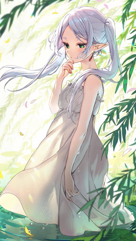 葬送的芙莉莲水中伫立白裙精灵少女动漫手机壁纸