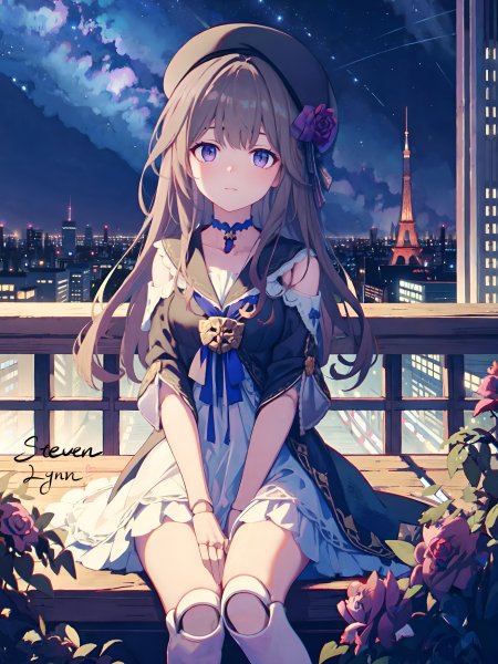 黑塔壁纸 – 崩坏星穹铁道 魔法少女黑塔城市夜景星空背景动漫手机壁纸