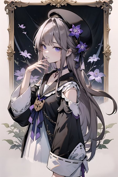 黑塔壁纸 – 崩坏星穹铁道 魔法少女黑塔花丛背景优雅姿态动漫手机壁纸