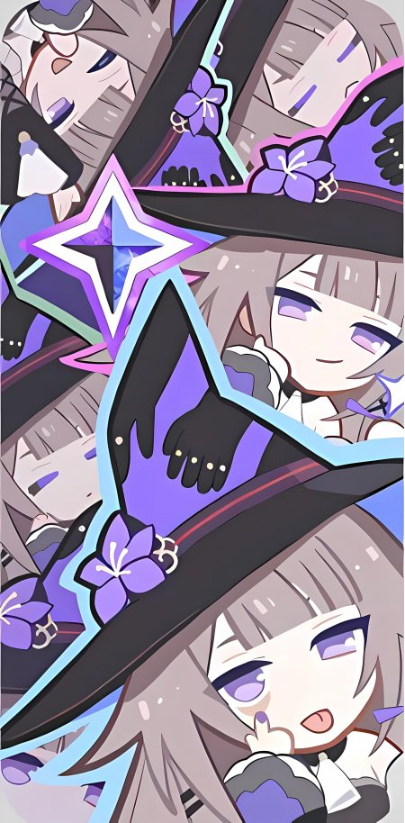 黑塔壁纸 – 崩坏星穹铁道 魔女Q版拼贴星形装饰萌系动漫手机壁纸