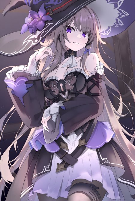 黑塔壁纸 – 崩坏星穹铁道 魔法少女黑塔优雅站姿微笑表情动漫手机壁纸