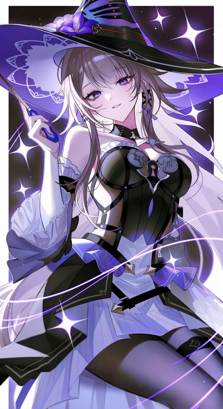 黑塔女巫壁纸 – 崩坏星穹铁道 魔法少女黑塔魔法杖闪耀光效动漫手机壁纸
