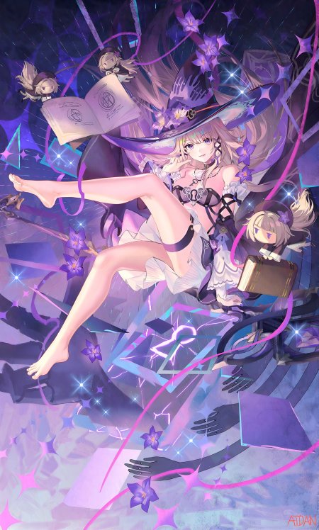 the Herta 壁纸 – 崩坏星穹铁道 魔法少女黑塔镜前试衣黑猫陪伴动漫手机壁纸
