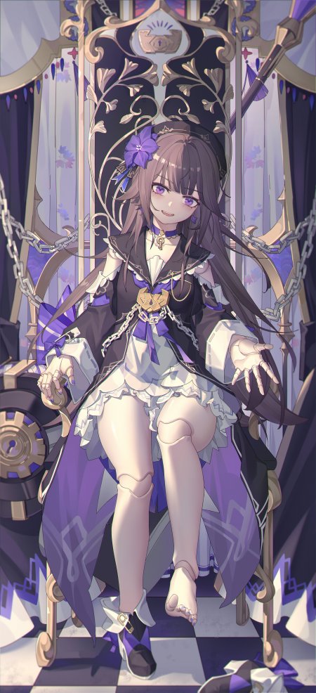 黑塔宝座壁纸 – 崩坏星穹铁道 魔法少女黑塔王座坐姿锁链装饰动漫手机壁纸