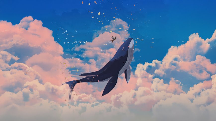天空之城梦幻鲸鱼云海飞翔创意电脑壁纸