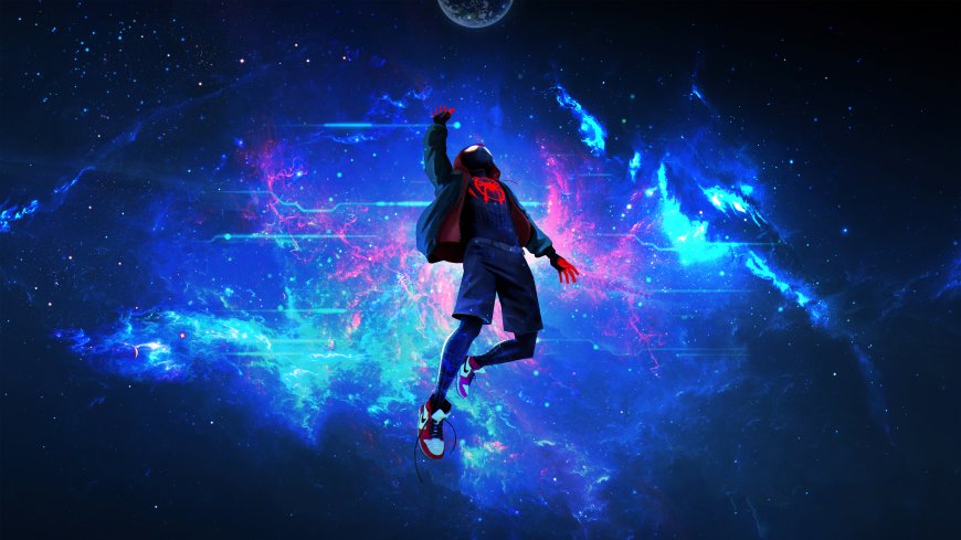蜘蛛侠平行宇宙迈尔斯莫拉莱斯跃向星空超级英雄电脑壁纸