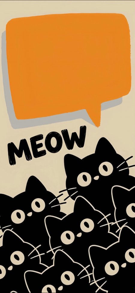 黑猫群聚喵喵叫呆萌可爱动物卡通手机壁纸