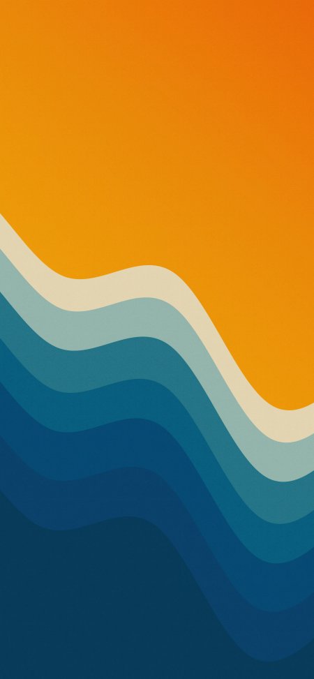 橙蓝渐变波浪线条简约抽象创意手机壁纸