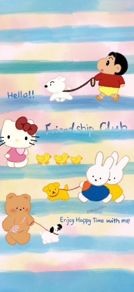 蜡笔小新HelloKitty卡通角色友谊主题可爱动漫手机壁纸