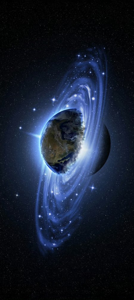 蓝色星云环绕星球神秘浩瀚宇宙创意手机壁纸