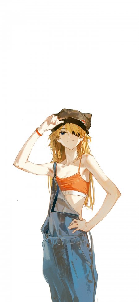 新世纪福音战士明日香戴帽动漫少女手机壁纸