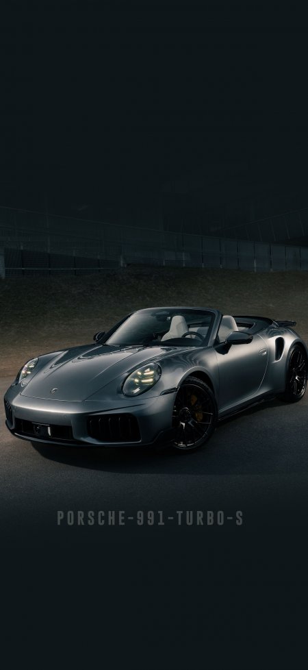 保时捷991 Turbo S敞篷跑车夜间赛道汽车摄影手机壁纸