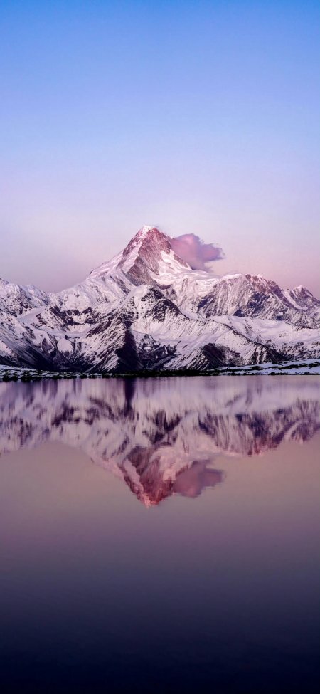 贡嘎雪山冷嘎措倒影风景手机壁纸