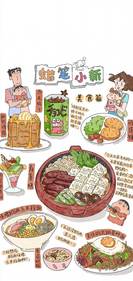 蜡笔小新美食篇插画合集动漫手机壁纸