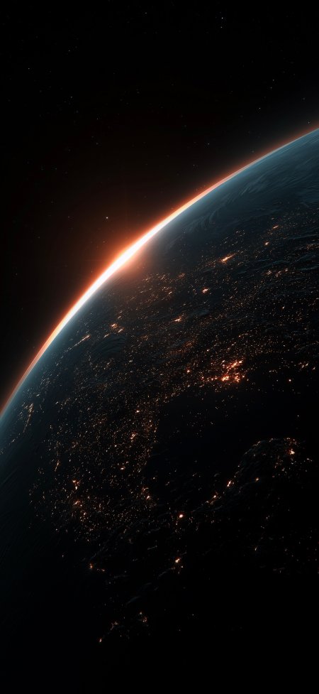 地球弧线城市夜景太空摄影手机壁纸