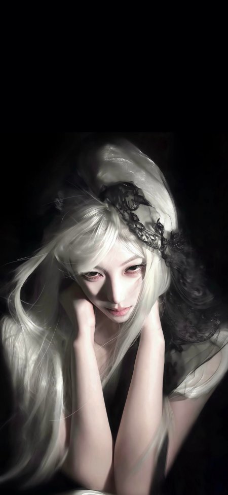 白发少女暗黑系二次元动漫手机壁纸