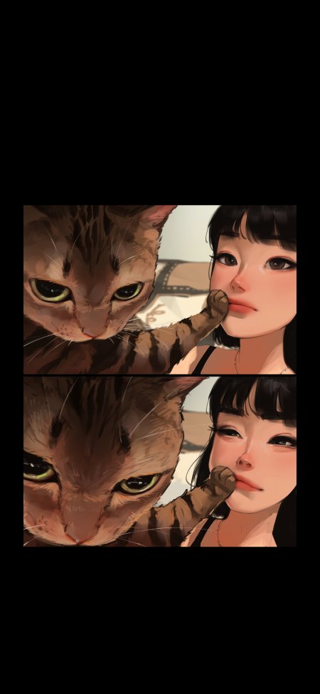 少女与虎斑猫互动分镜插画动漫手机壁纸