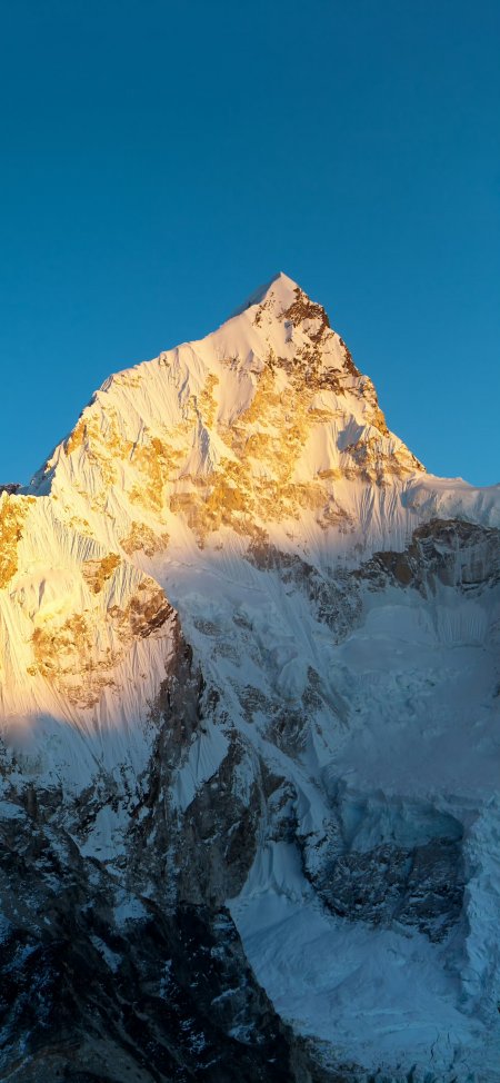 日照金山雪顶山峰壮丽自然风光风景手机壁纸