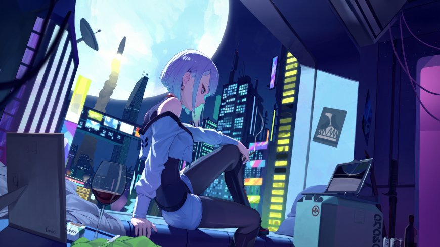赛博朋克少女短发城市夜景科幻人物电脑壁纸