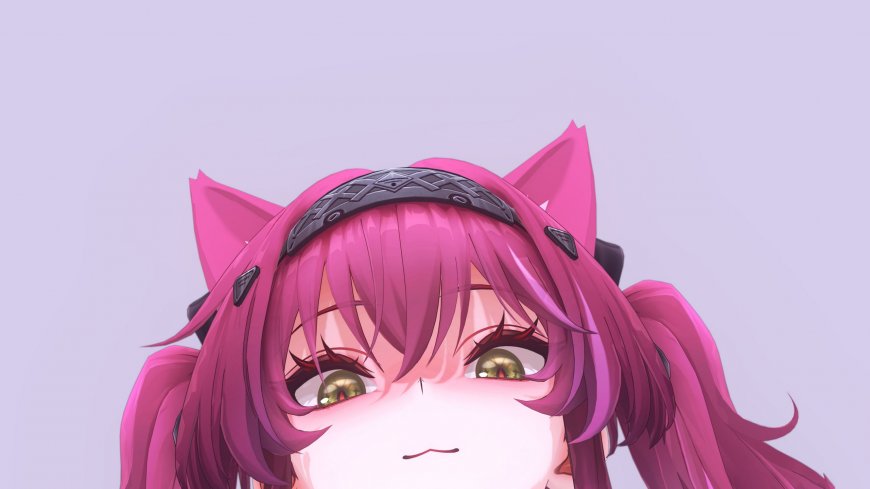 粉发猫耳少女金色眼眸特写动漫少女电脑壁纸