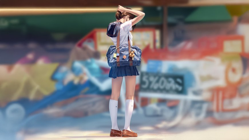 韩国画师minsungJeon超写实JK制服女生背影电脑壁纸