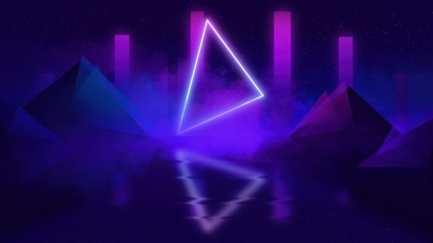 赛博朋克霓虹三角星空创意电脑壁纸