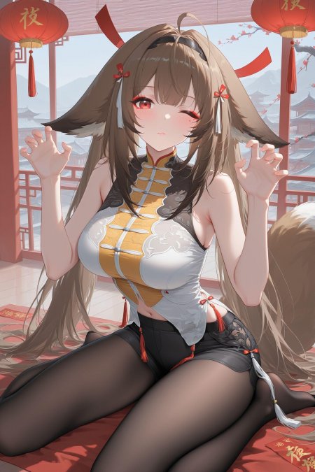 狐耳少女 wink 比爪中式风格动漫手机壁纸