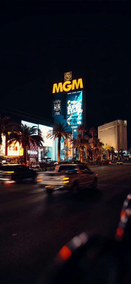 拉斯维加斯MGM酒店夜景城市手机壁纸