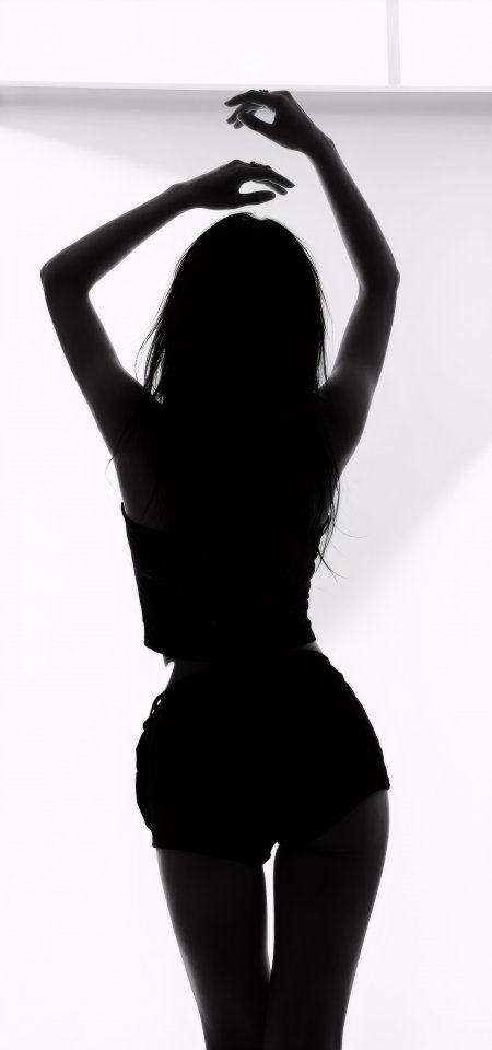 美女背光剪影伸展手臂摄影手机壁纸