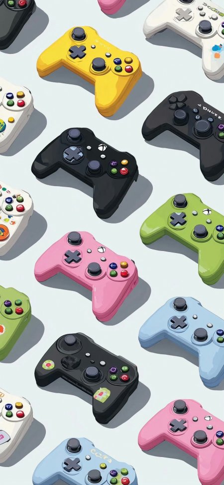 多彩Xbox游戏手柄排列游戏手机壁纸
