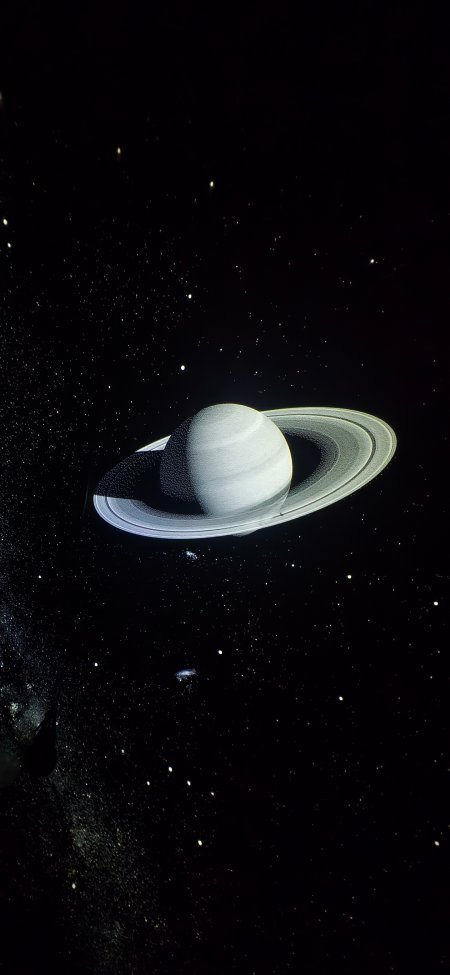 土星环清晰可见的深邃宇宙星空风景手机壁纸