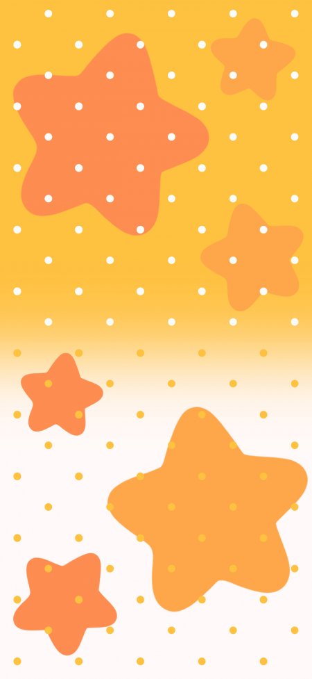 橙黄色波点星星图案背景创意卡通手机壁纸