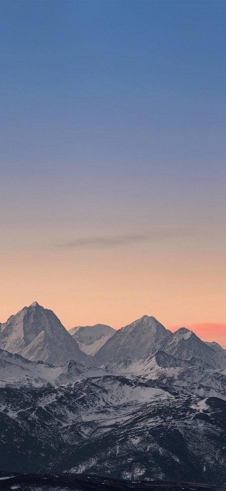 雪山日出粉蓝渐变天空层叠峰峦壮丽自然风光风景手机壁纸