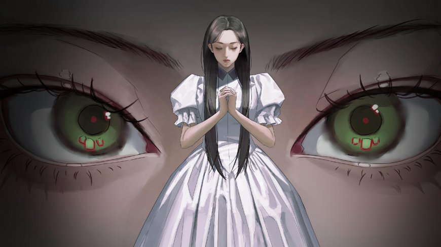 白裙少女绿眼特写神秘感插画人物电脑壁纸