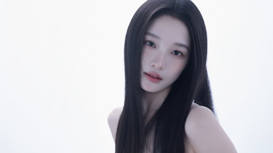 黑长直发素颜美女纯白背景人像摄影电脑壁纸