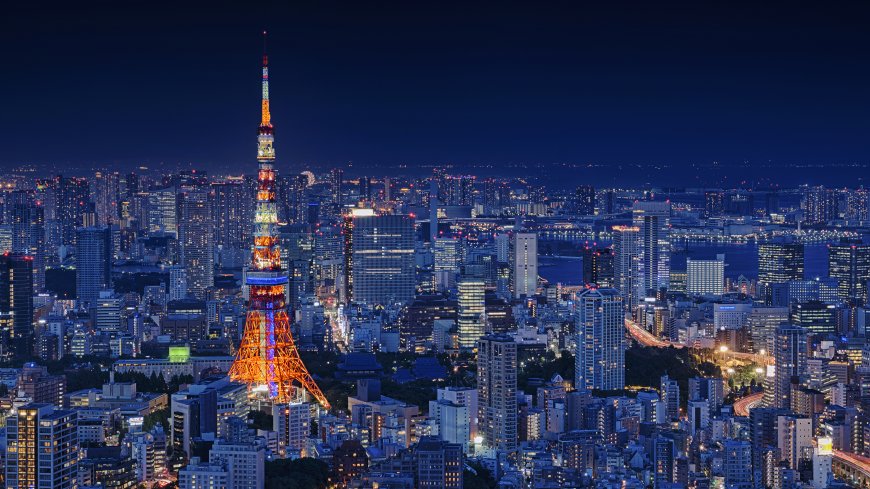 东京塔夜景城市灯光璀璨地标建筑风景电脑壁纸