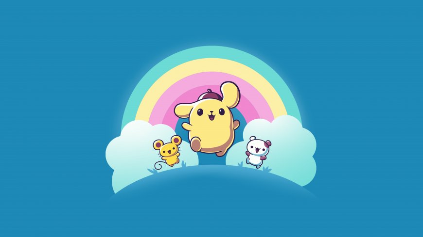 三丽鸥布丁狗彩虹云朵可爱卡通形象创意电脑壁纸