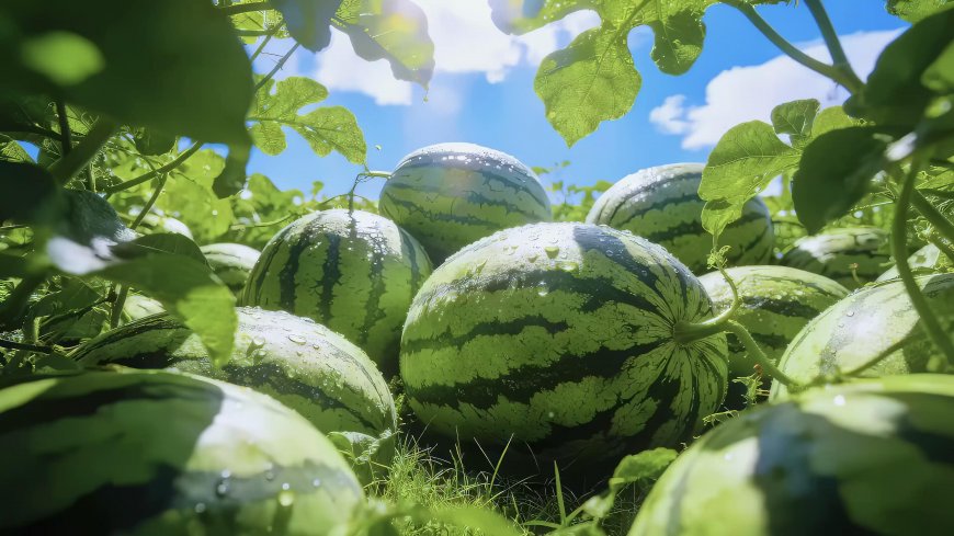 西瓜藤蔓绿叶阳光自然植物风景电脑壁纸