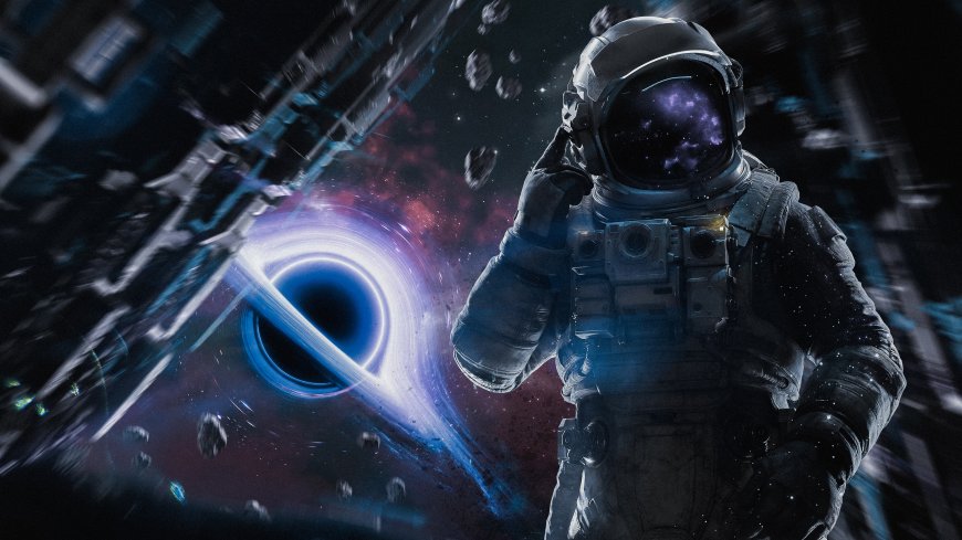 宇航员黑洞星云太空探索科幻未来感创意人物电脑壁纸