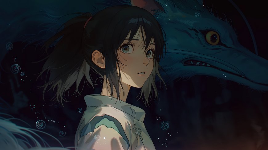 千与千寻千寻与白龙暗夜氛围感动漫电脑壁纸