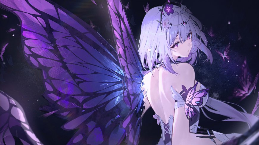 崩坏星穹铁道遐蝶紫翼回眸星空唯美神秘少女动漫电脑壁纸