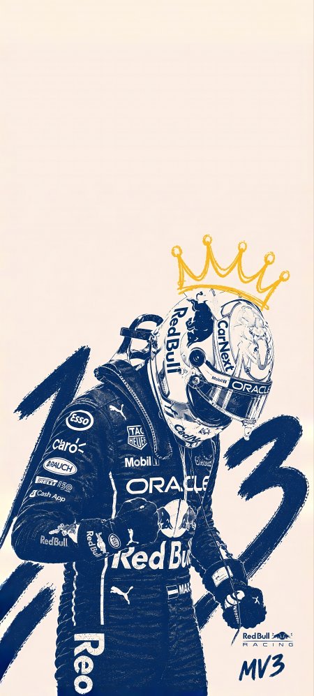 F1车手维斯塔潘红牛车队冠军主题插画手机壁纸