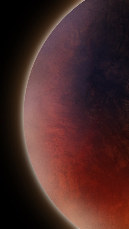 红色星球边缘光影深邃宇宙星空风景手机壁纸