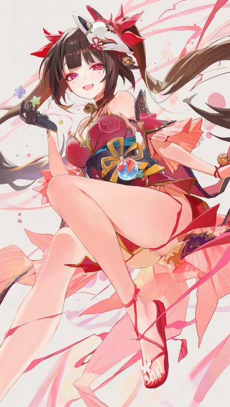 崩坏星穹铁道花火少女坐姿粉裙灵动可爱二次元动漫手机壁纸
