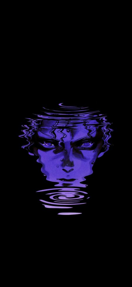 黑色背景紫色水波纹人脸迷幻暗黑风创意艺术手机壁纸