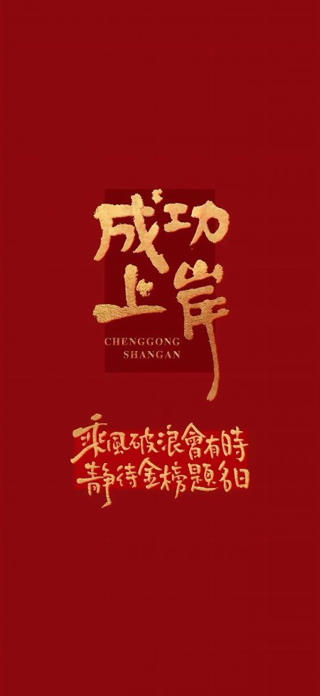 成功上岸乘风破浪红金质感书法励志创意手机壁纸