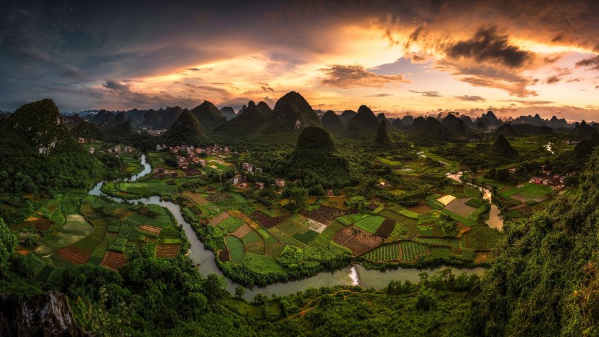 桂林山水喀斯特地貌田园风光自然风景壁纸